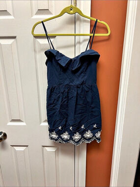 City Triangle Blue Embroidered Dress